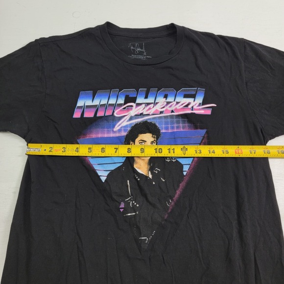 Michael Jackson Bad Neon Retro Black Short Sleeve Graphic T-Shirt Men's Sz M EUC - Picture 5 of 6